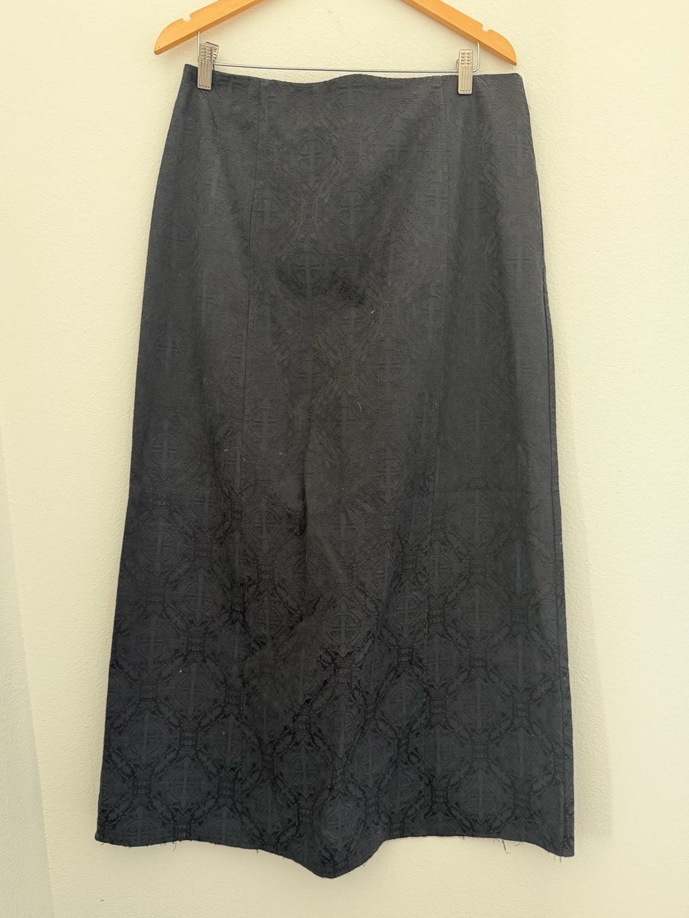 Morbid Threads Maxi Skirt Womens XL Black Gothic Damask Cross Slit Y2K Goth Vamp